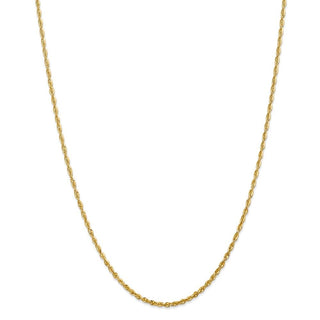 24" 14k Yellow Gold 2.25mm Extra-Light Diamond-cut Rope Chain Necklace