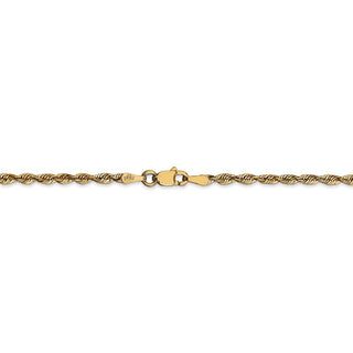 8" 14k Yellow Gold 2.5mm Extra-Light Diamond-cut Rope Chain Bracelet
