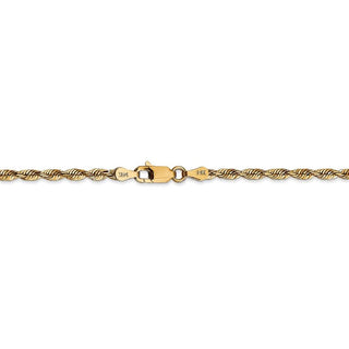 9" 14k Yellow Gold 2.75mm Extra-Light Diamond-cut Rope Chain Anklet