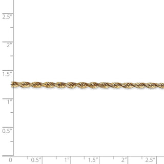 9" 14k Yellow Gold 2.75mm Extra-Light Diamond-cut Rope Chain Anklet