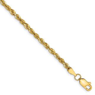 9" 14k Yellow Gold 2.75mm Extra-Light Diamond-cut Rope Chain Anklet