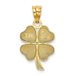 14k Yellow Gold Enameled Clover Pendant