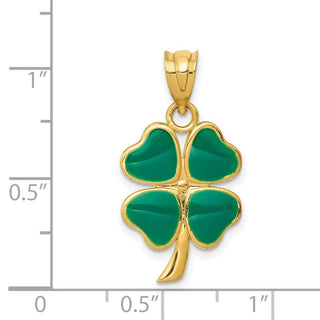 14k Yellow Gold Enameled Clover Pendant