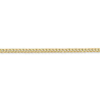 7" 14k Yellow Gold 2.2mm Flat Beveled Curb Chain Bracelet