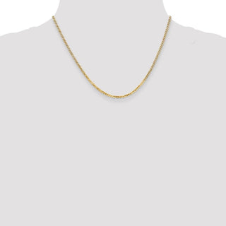 18" 14k Yellow Gold 2.2mm Flat Beveled Curb Chain Necklace