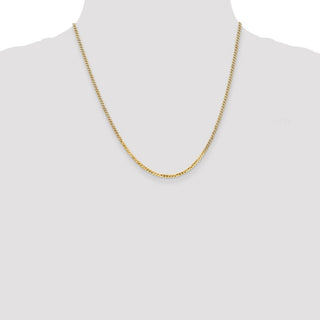 20" 14k Yellow Gold 2.2mm Flat Beveled Curb Chain Necklace