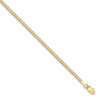 7" 14k Yellow Gold 2.2mm Flat Beveled Curb Chain Bracelet
