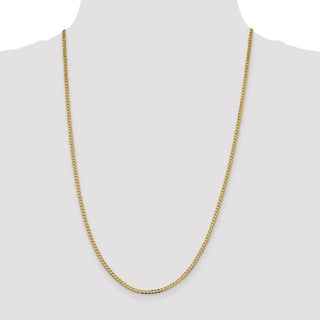 16" 14k Yellow Gold 2.3mm Flat Beveled Curb Chain Necklace