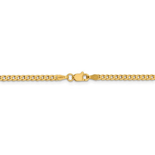 8" 14k Yellow Gold 2.3mm Flat Beveled Curb Chain Bracelet