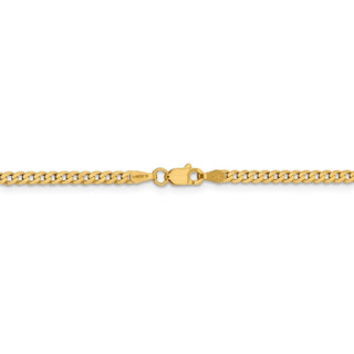 16" 14k Yellow Gold 2.3mm Flat Beveled Curb Chain Necklace