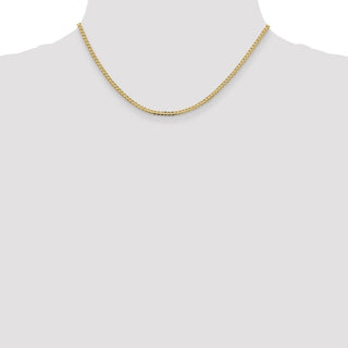 16" 14k Yellow Gold 2.3mm Flat Beveled Curb Chain Necklace