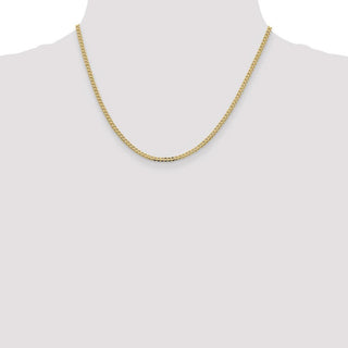 18" 14k Yellow Gold 2.3mm Flat Beveled Curb Chain Necklace