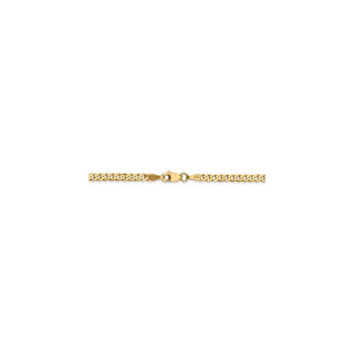 24" 14k Yellow Gold 2.9mm Flat Beveled Curb Chain Necklace