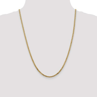24" 14k Yellow Gold 2.9mm Flat Beveled Curb Chain Necklace