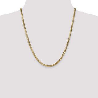22" 14k Yellow Gold 3.9mm Flat Beveled Curb Chain Necklace