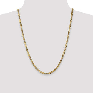 24" 14k Yellow Gold 3.9mm Flat Beveled Curb Chain Necklace