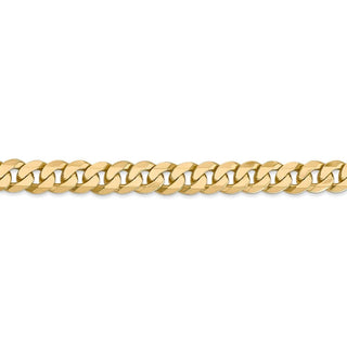 9" 14k Yellow Gold 7.25mm Flat Beveled Curb Chain Bracelet