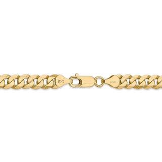 9" 14k Yellow Gold 7.25mm Flat Beveled Curb Chain Bracelet