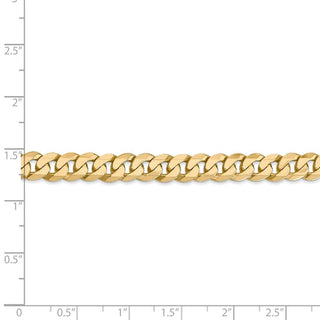 9" 14k Yellow Gold 7.25mm Flat Beveled Curb Chain Bracelet