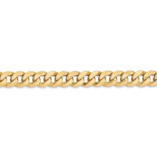 8" 14k Yellow Gold 8mm Flat Beveled Curb Chain Bracelet