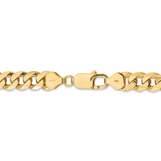 8" 14k Yellow Gold 8mm Flat Beveled Curb Chain Bracelet