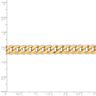 8" 14k Yellow Gold 8mm Flat Beveled Curb Chain Bracelet