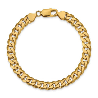 8" 14k Yellow Gold 8mm Flat Beveled Curb Chain Bracelet