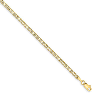 7" 14k Yellow Gold 2.4mm Concave Anchor Chain Bracelet