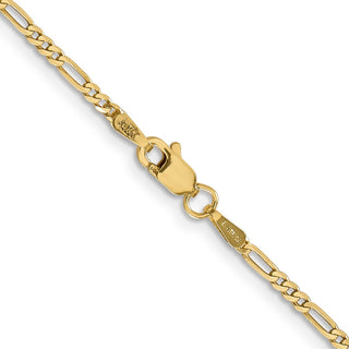 20" 14k Yellow Gold 1.8mm Flat Figaro Chain Necklace