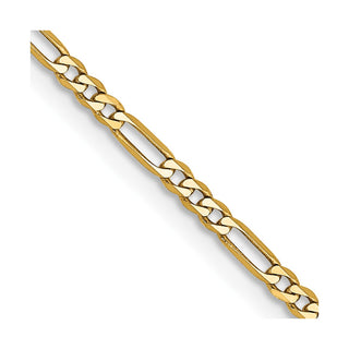 20" 14k Yellow Gold 1.8mm Flat Figaro Chain Necklace