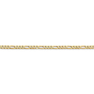 8" 14k Yellow Gold 2.25mm Flat Figaro Chain Bracelet