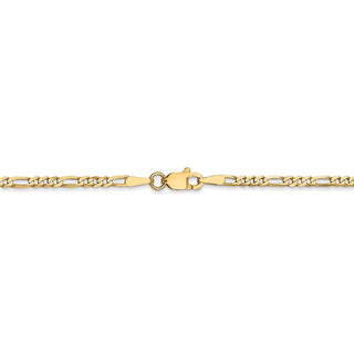 24" 14k Yellow Gold 2.25mm Flat Figaro Chain Necklace