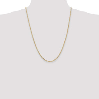 24" 14k Yellow Gold 2.25mm Flat Figaro Chain Necklace