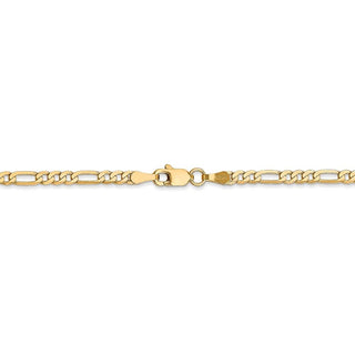 24" 14k Yellow Gold 2.75mm Flat Figaro Chain Necklace