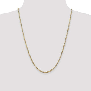24" 14k Yellow Gold 2.75mm Flat Figaro Chain Necklace