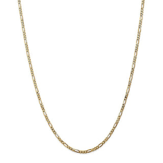 24" 14k Yellow Gold 2.75mm Flat Figaro Chain Necklace