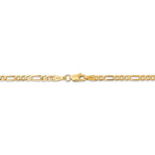 24" 14k Yellow Gold 3mm Flat Figaro Chain Necklace