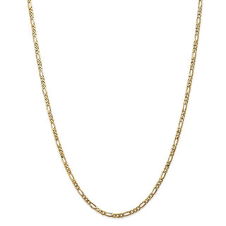 24" 14k Yellow Gold 3mm Flat Figaro Chain Necklace