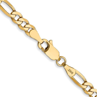 18" 14k Yellow Gold 4mm Flat Figaro Chain Necklace