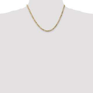 18" 14k Yellow Gold 4mm Flat Figaro Chain Necklace