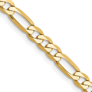 18" 14k Yellow Gold 4mm Flat Figaro Chain Necklace
