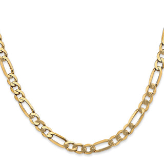 22" 14k Yellow Gold 5.25mm Flat Figaro Chain Necklace