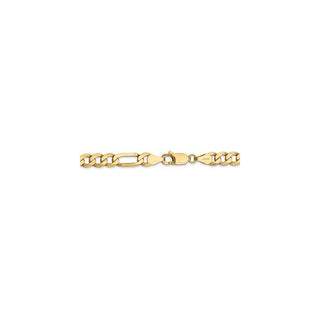 7" 14k Yellow Gold 5.25mm Flat Figaro Chain Bracelet