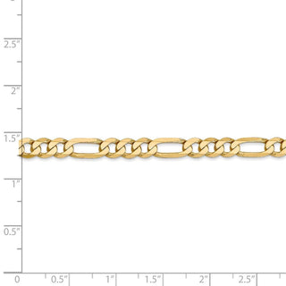 7" 14k Yellow Gold 5.25mm Flat Figaro Chain Bracelet