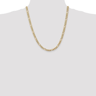 22" 14k Yellow Gold 5.25mm Flat Figaro Chain Necklace