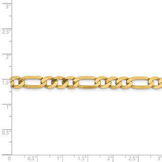 9" 14k Yellow Gold 6.25mm Flat Figaro Chain Bracelet