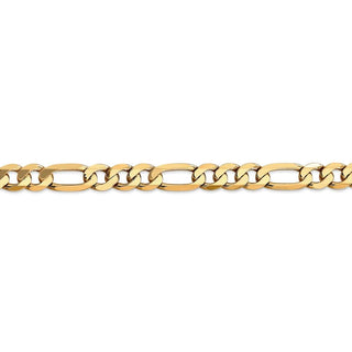 8" 14k Yellow Gold 7.5mm Flat Figaro Chain Bracelet