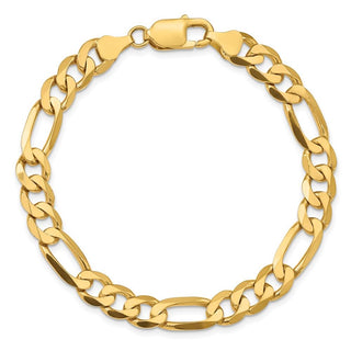 9" 14k Yellow Gold 7.5mm Flat Figaro Chain Bracelet