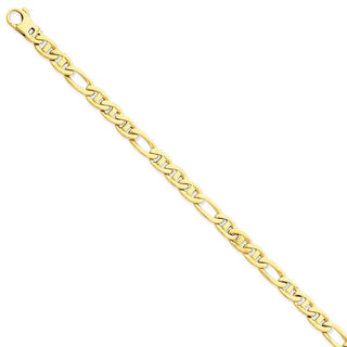 8.25" 14k Yellow Gold 6.5mm Solid Hand-Polished 3 & 1 Flat Anchor Bracelet