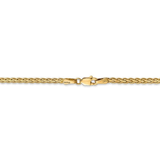 7" 14k Yellow Gold 2.5mm Flat Wheat Chain Bracelet